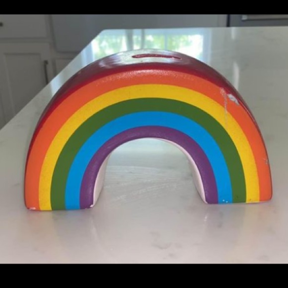 vintage retro rainbow piggy bank 🌈